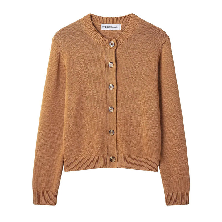 Damen Strickjacke mit Knopfdetails und Rundhalsausschnitt Drune