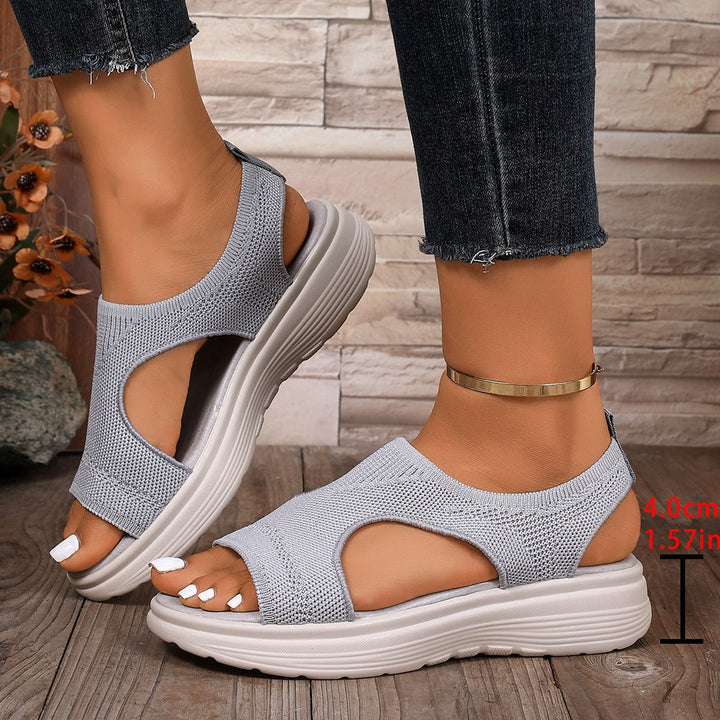 Damen Komfortable Keilsandalen mit atmungsaktiver Obermaterialstruktur und flexiblem Fußbett Drune