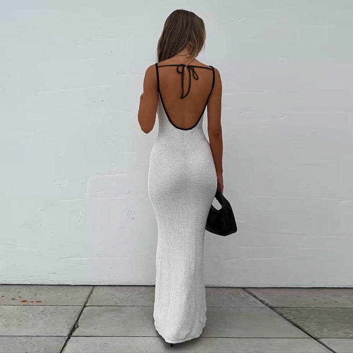 Damen figurbetontes Maxikleid mit feinem Rippstruktur-Design Drune