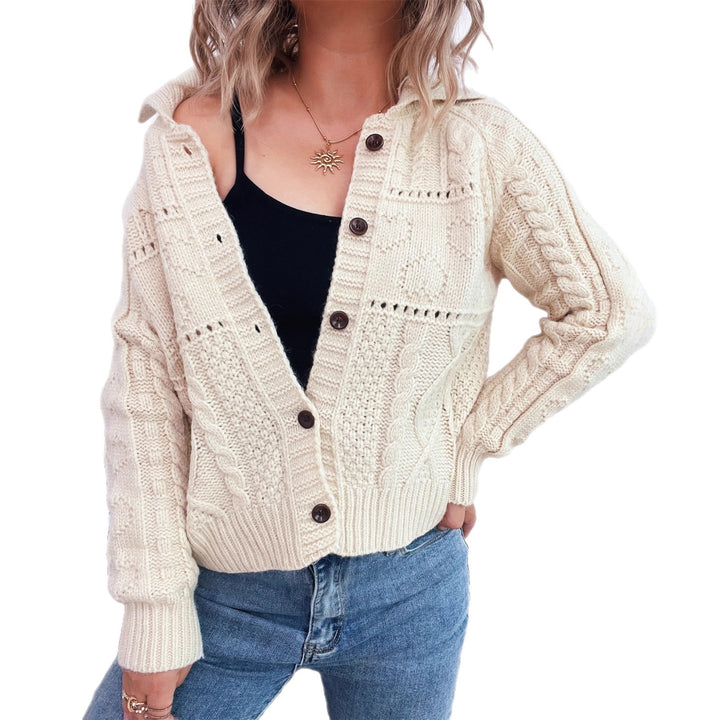 Damen Strickjacke mit strukturiertem Zopfdesign und eleganten Knopfdetails Drune