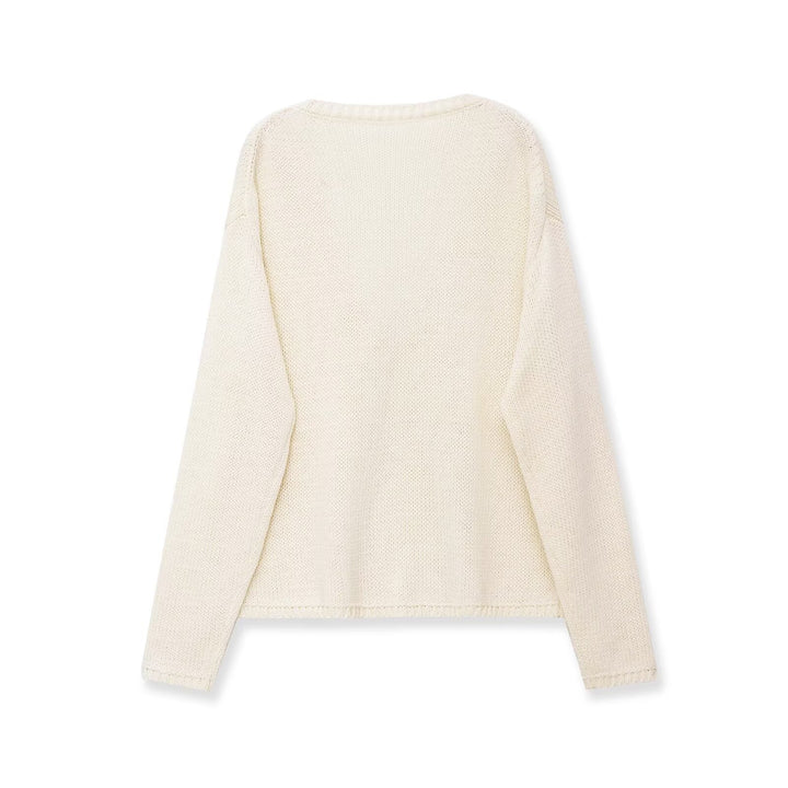 Damen Oversize V-Ausschnitt Grobstrickpullover Drune