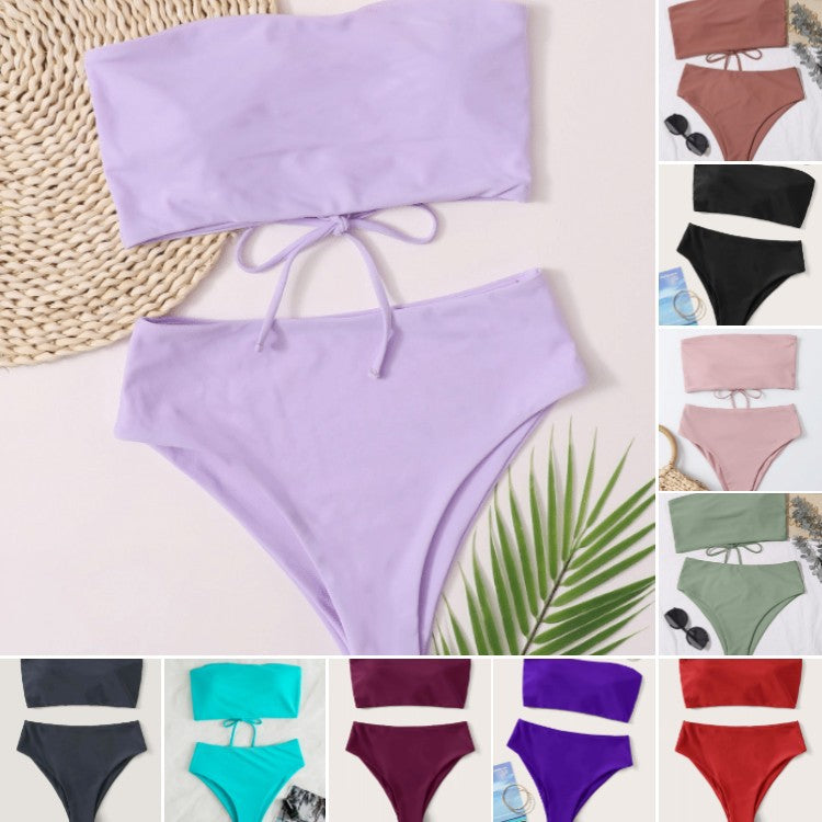 Damen Bandeau-Bikini mit hochgeschnittenem Unterteil Drune