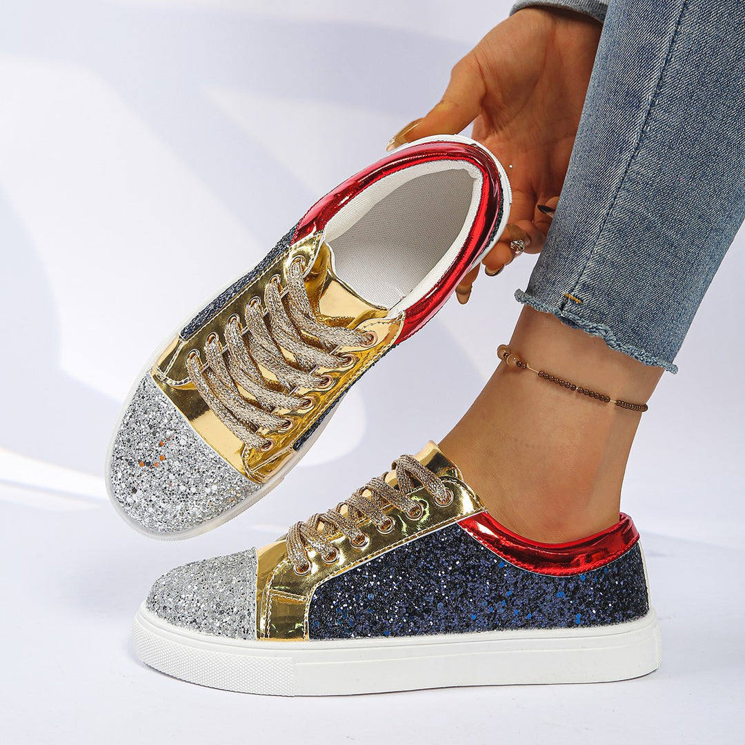 Damen  Glitzer-Sneaker mit funkelnder Zehenkappe, metallic-Overlays und gepolstertem Komfortfußbett Drune