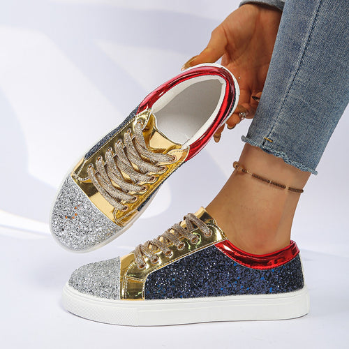 Damen  Glitzer-Sneaker mit funkelnder Zehenkappe, metallic-Overlays und gepolstertem Komfortfußbett Drune