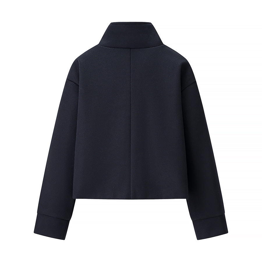 Damen modische Jacke mit stylischem Stehkragen und eleganten Knopfdetails Drune