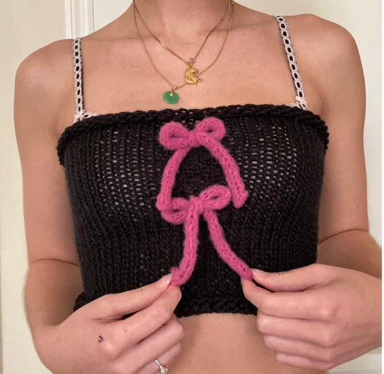 Damen gewickeltes Crop-Top mit dekorativen Schleifen Drune