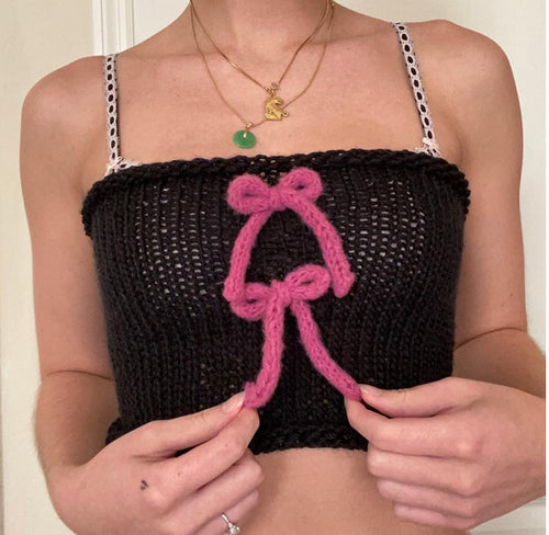 Damen gewickeltes Crop-Top mit dekorativen Schleifen Drune
