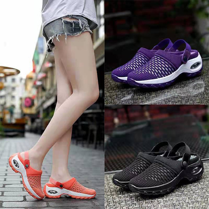 Damen Atmungsaktive Strick-Clogs mit verstellbarem Fersenriemen und stoßdämpfender Komfortsohle Drune
