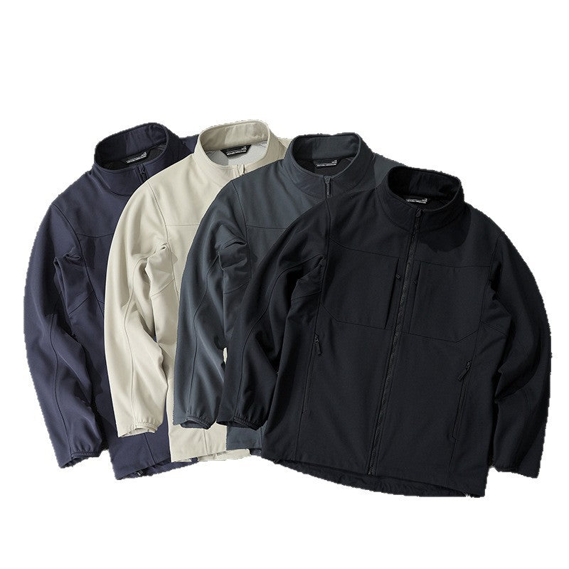 Herren Technische Softshelljacke mit Stehkragen und verdeckten Reißverschlusstaschen Drune