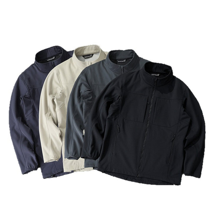 Herren Technische Softshelljacke mit Stehkragen und verdeckten Reißverschlusstaschen Drune