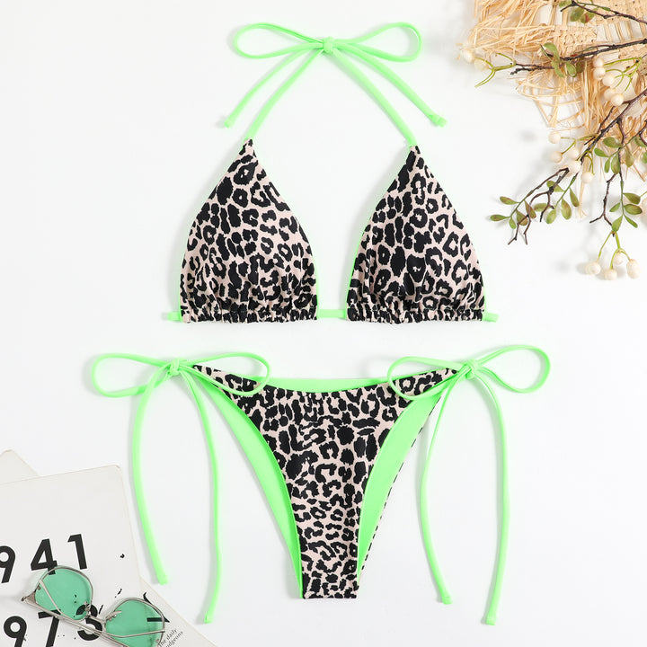 Damen Triangel-Bikini-Set mit aufregendem Leo-Muster Drune