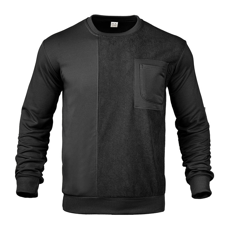 Herren Struktur-Sweatshirt mit Rippen-Panel und Brusttasche Drune
