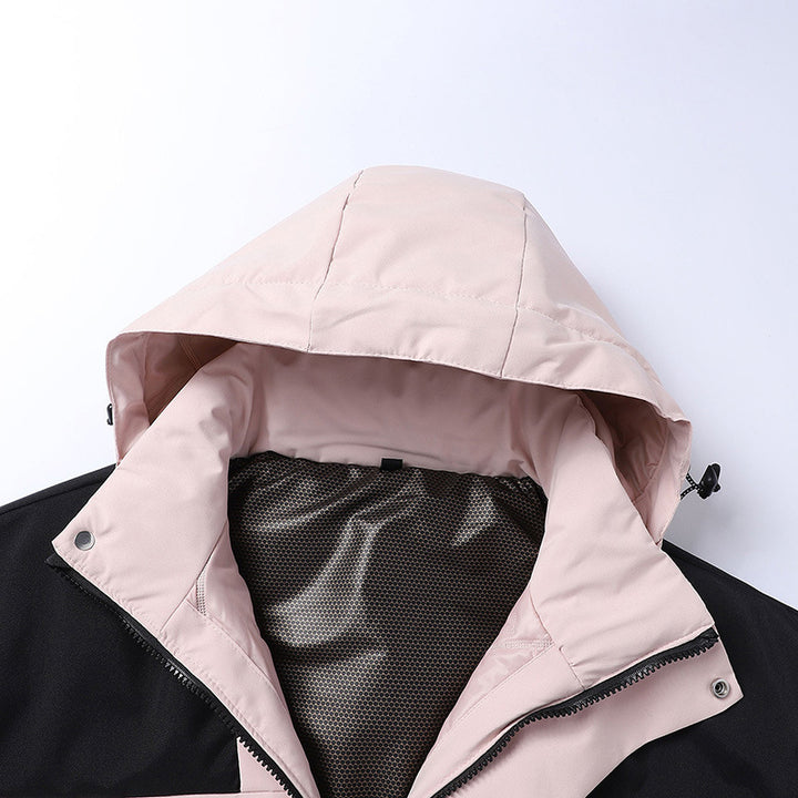 Herren Softshell-Isolationsjacke mit Kapuze, kontrastbesatz und verstellbaren Klettmanschetten Drune