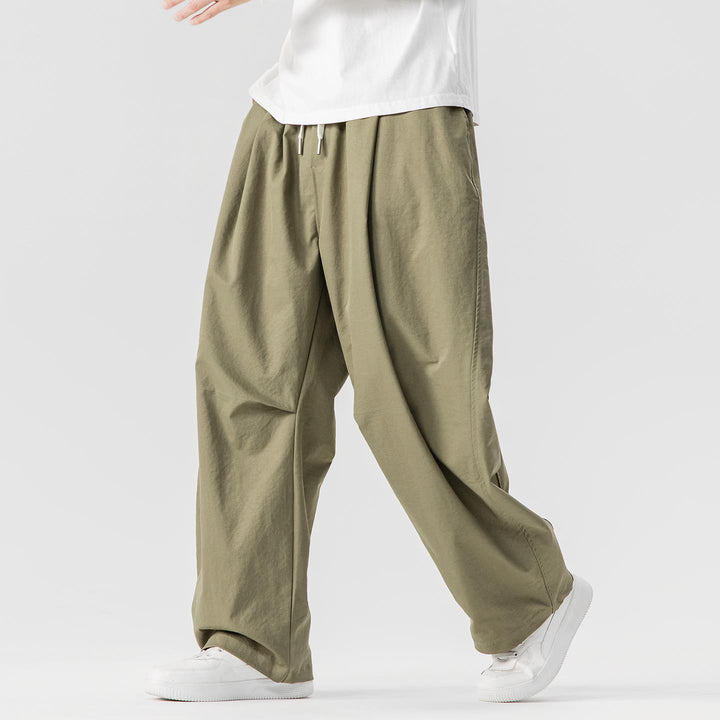 Herren Weite Lounge‑Hose im Palazzo‑Cut aus Baumwollmix mit Tunnelzug und Eingrifftaschen Drune