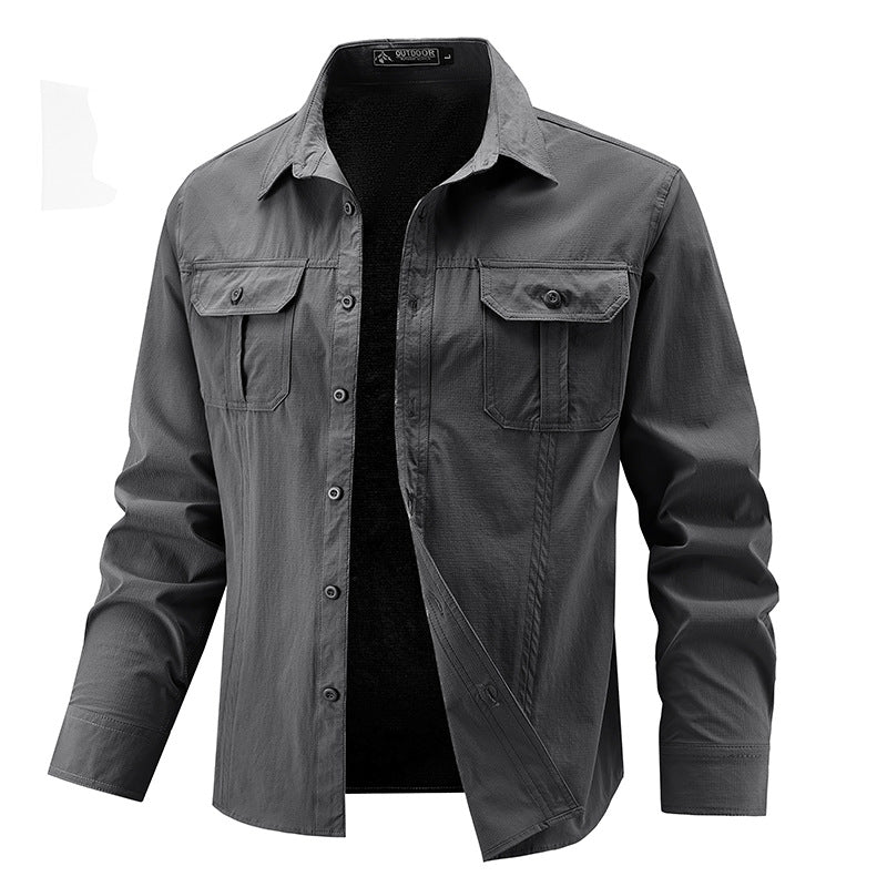 Herren Lässige Hemdjacke mit Brusttaschen Drune