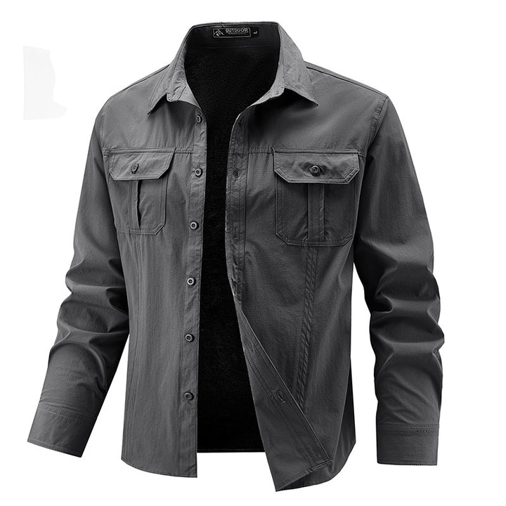 Herren Lässige Hemdjacke mit Brusttaschen Drune