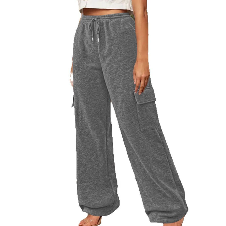 Damen Weiche Cargo-Loungehose mit elastischem Bund und weitem Bein Drune