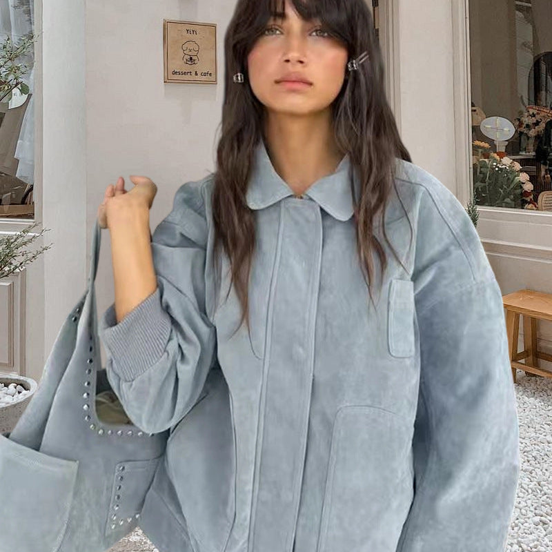 Damen Oversized Denimjacke im lässigen Stil mit praktischen Taschen Drune