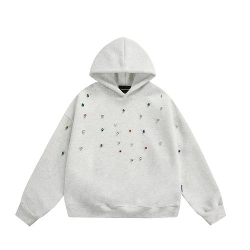 Damen Oversize-Kapuzenpullover mit Strassapplikationen und Relaxed-Schnitt Drune