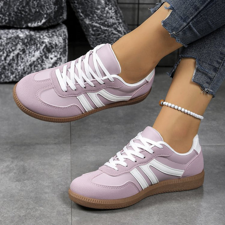 Damen Retro-Sneaker mit Veloursleder-Optik, gepolstertem Komfortfußbett und profilierter Gummilaufsohle Drune