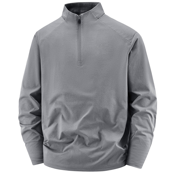 Herren Langarm-Halbreißverschluss-Performance-Pullover mit Stehkragen und technischem Stretch Drune