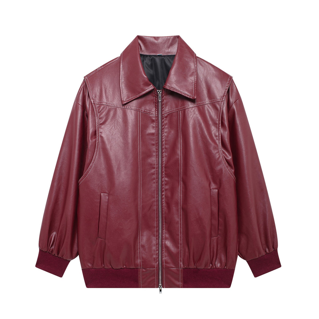 Drune | Damen Faux Leder Jacke Elastische Ärmel