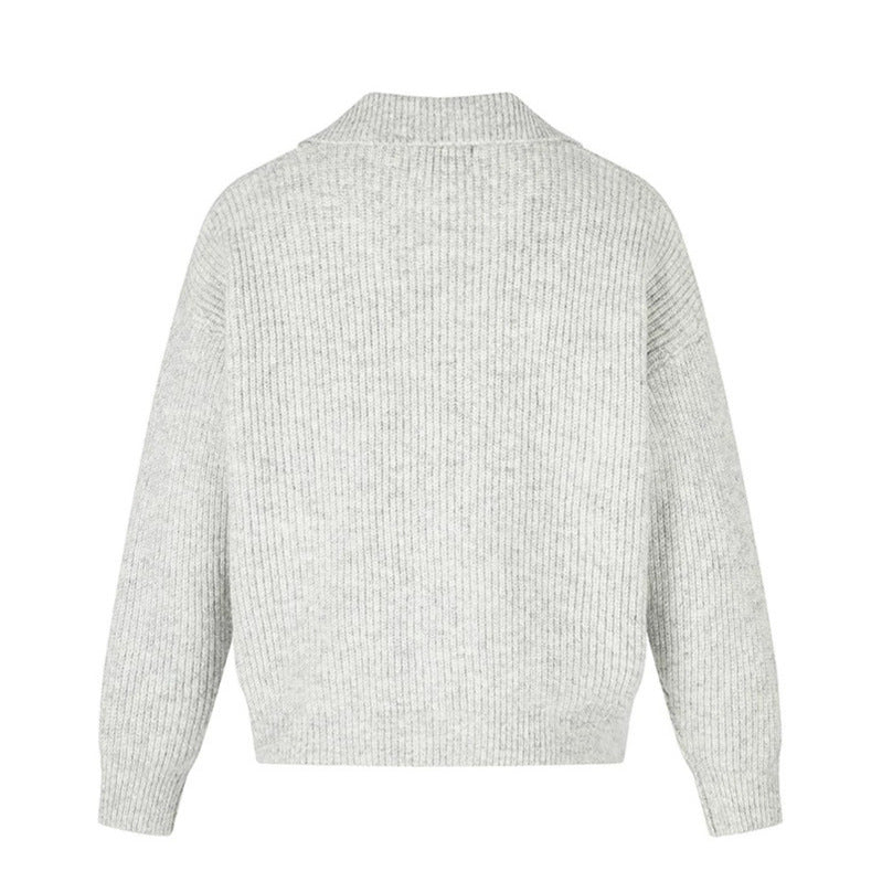 Damen Oversize Strickjacke mit asymmetrischer Knopfleiste und Hemdkragen Drune