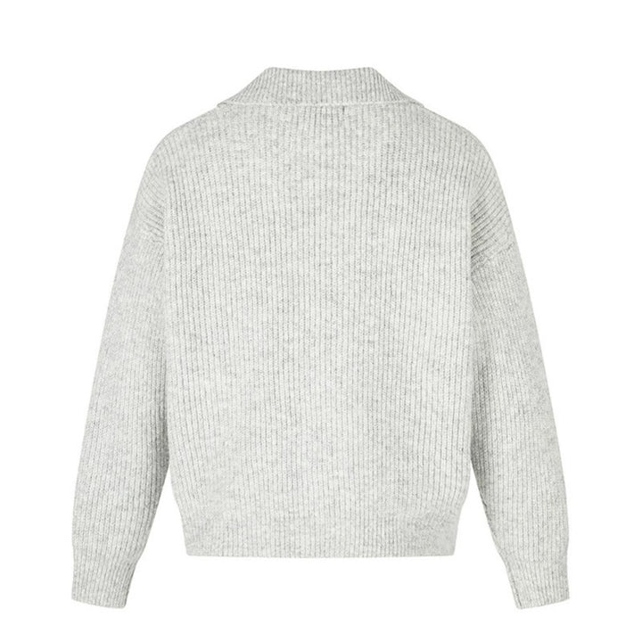 Damen Oversize Strickjacke mit asymmetrischer Knopfleiste und Hemdkragen Drune