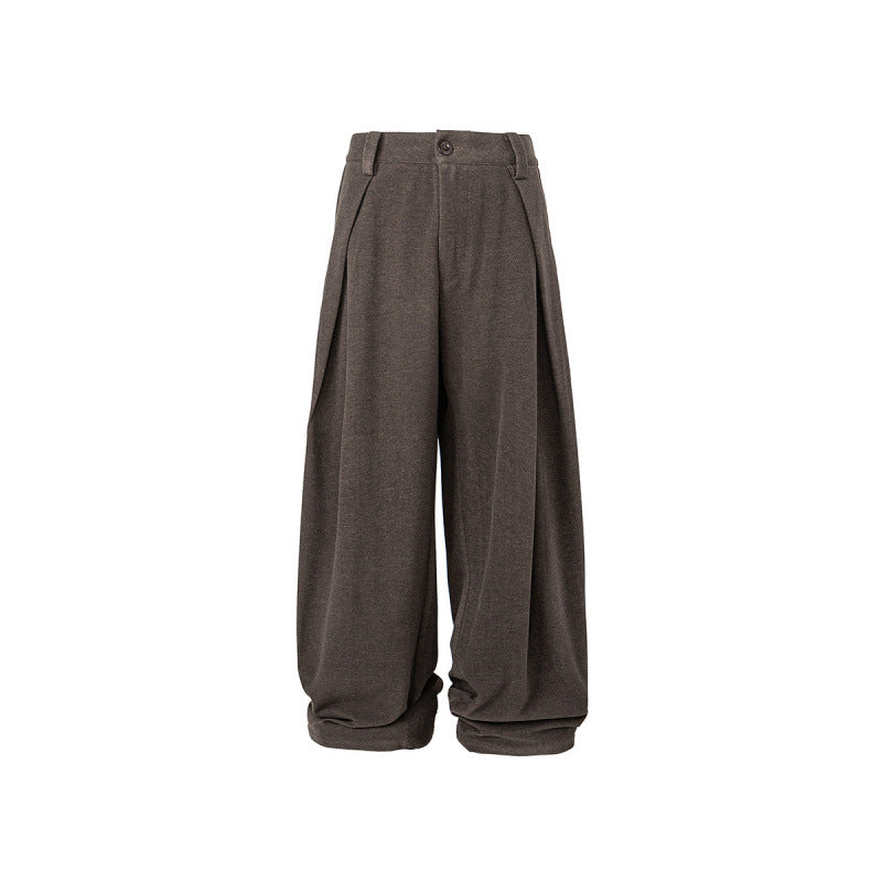 Damen Weite Palazzo-Hose mit hoher Taille, Kellerfalten und umgeschlagenem Saum Drune