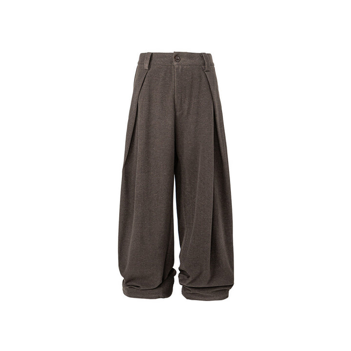 Damen Weite Palazzo-Hose mit hoher Taille, Kellerfalten und umgeschlagenem Saum Drune