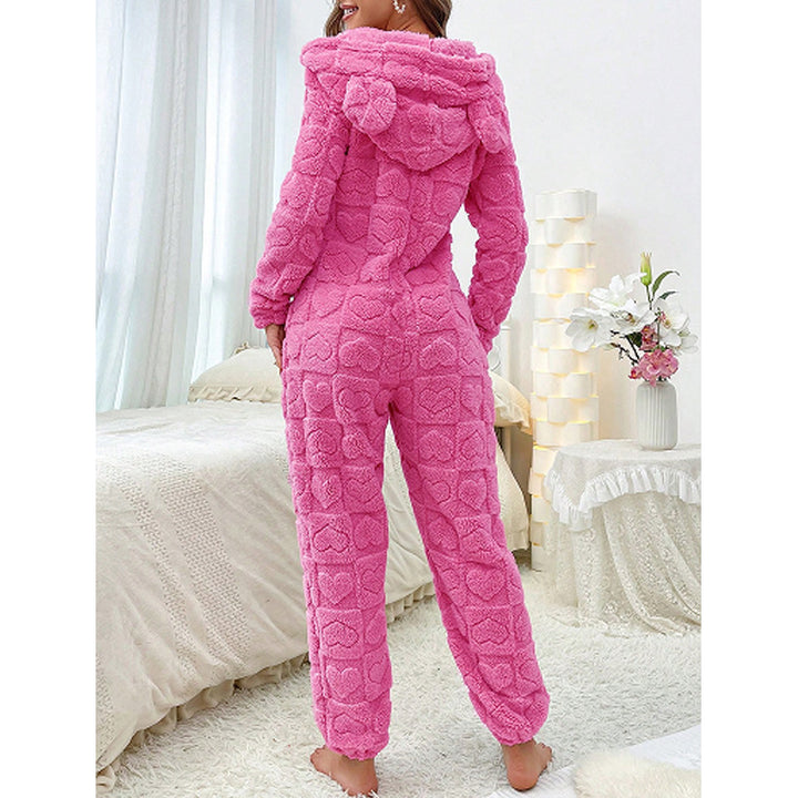 Damen Gemütlicher Fleece-Overall mit Kapuze Drune