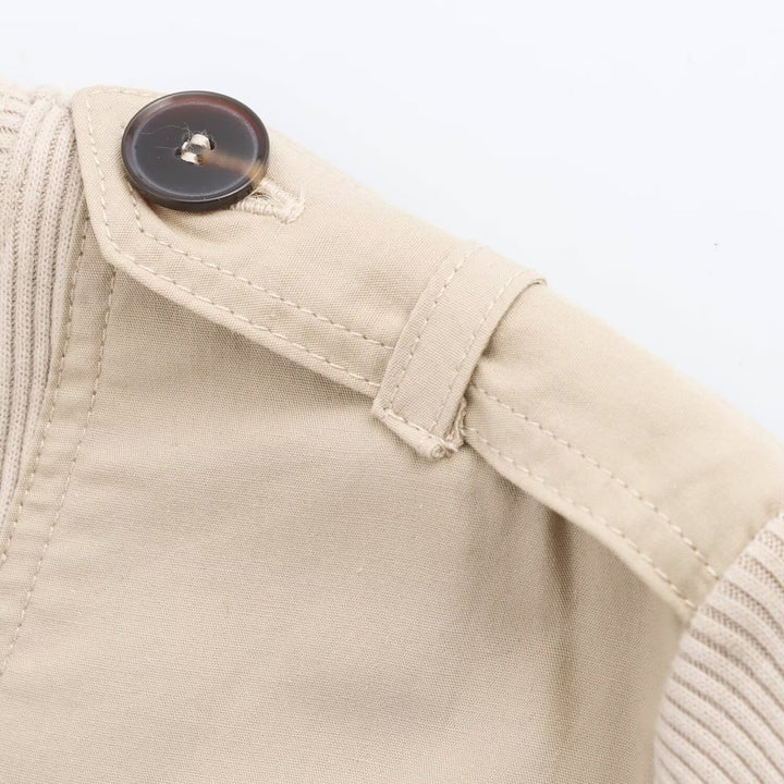 Damen Langarm-Kleid mit dekorativem Gürtel und Schulterdetails Drune