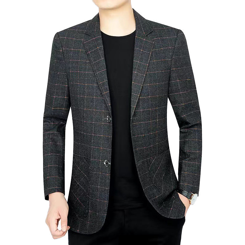 Herren Kariertes Slim-Fit Sakko aus Wollmischung Drune
