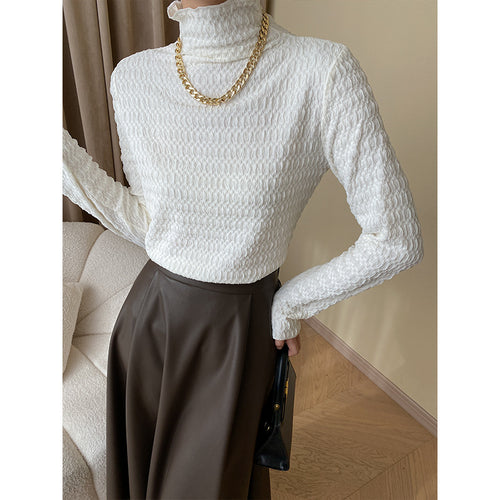 Damen eleganter Rollkragenpullover mit strukturiertem Muster Drune