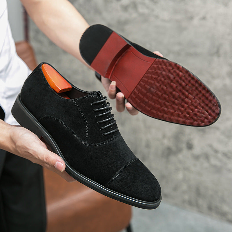 Herren elegante Veloursleder Oxford-Halbschuhe mit Kaptoefen-Detail, gepolstertem Komfortfußbett und rutschfester Gummisohle Drune