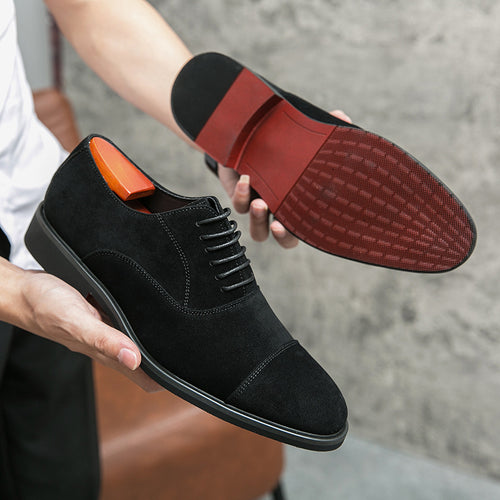 Herren elegante Veloursleder Oxford-Halbschuhe mit Kaptoefen-Detail, gepolstertem Komfortfußbett und rutschfester Gummisohle Drune