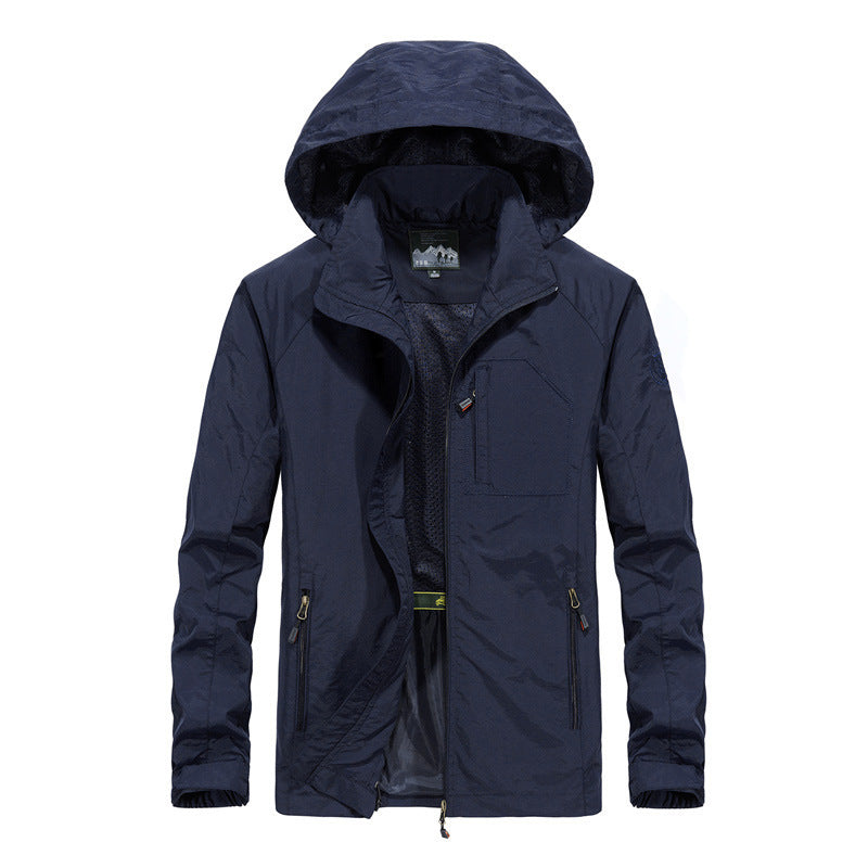 Herren Leichte Kapuzen-Outdoorjacke im technischen Look mit atmungsaktivem Meshfutter und Reißverschlusstaschen Drune
