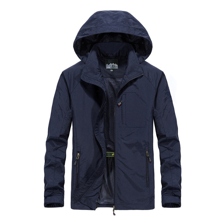 Herren Leichte Kapuzen-Outdoorjacke im technischen Look mit atmungsaktivem Meshfutter und Reißverschlusstaschen Drune