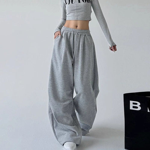 Damen nan weite Jogginghose mit extra weitem Bein und Kordelzugbund aus French Terry Drune