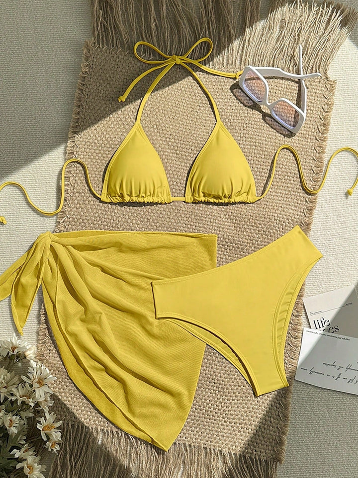Damen Triangel-Bikini mit Wickeltuch und verstellbaren Trägern Drune