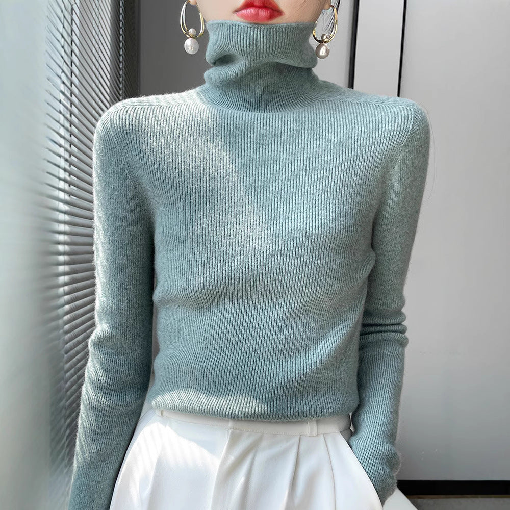 Damen Schmaler Rollkragenpullover aus Kaschmir‑Mix mit extralangem Ärmelabschluss Drune