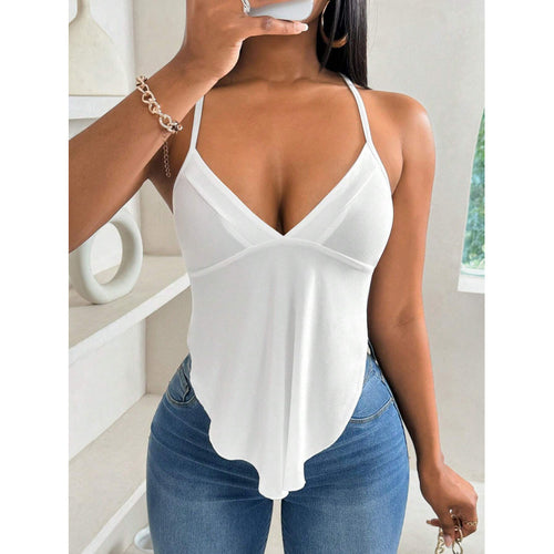 Damen Mit Spitzenabschluss geschnittenes Spaghetti-Top Drune