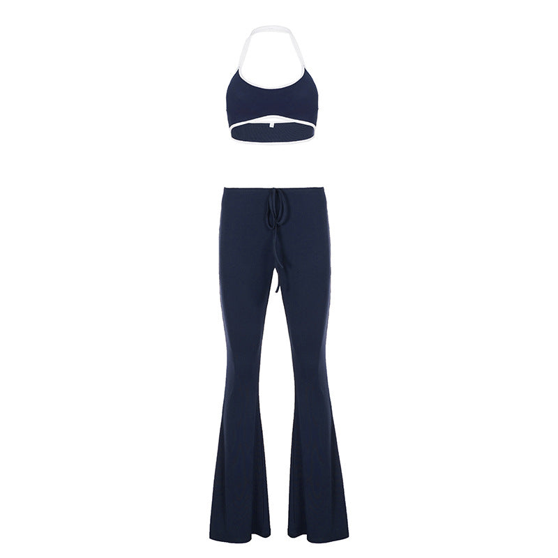 Damen modisches Set mit flared Hose und sportlichem Oberteil Drune