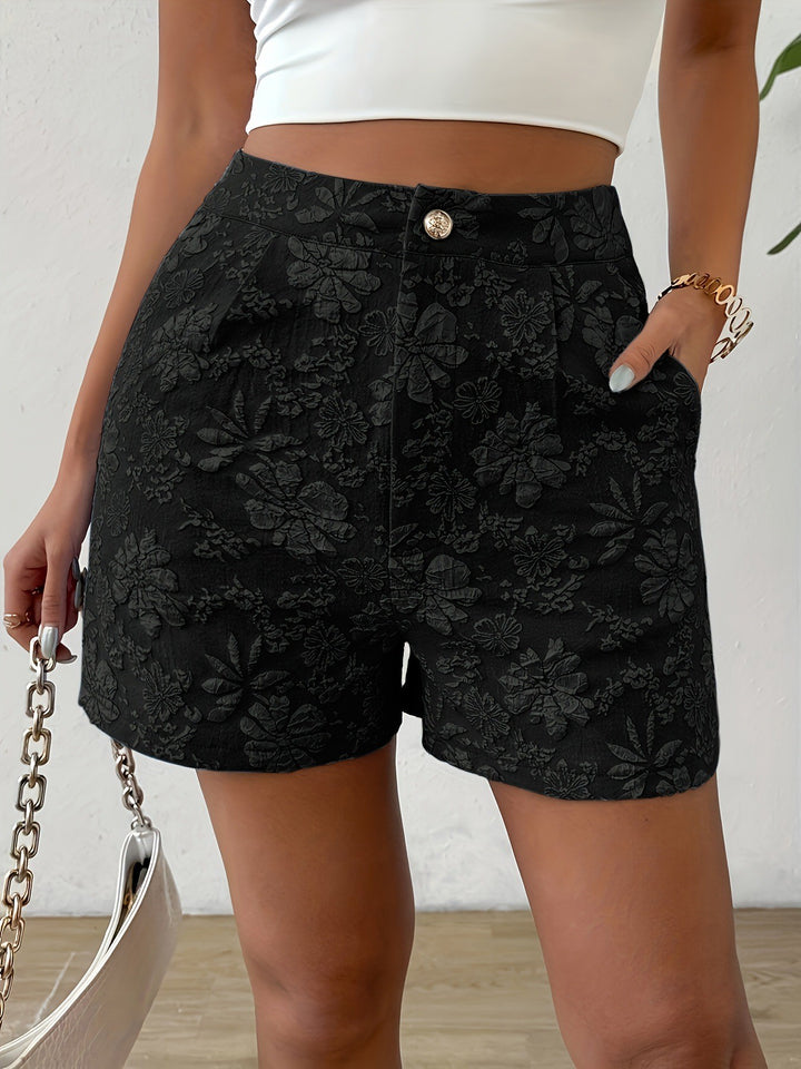 Damen Modische Shorts mit Blumenstickerei Drune
