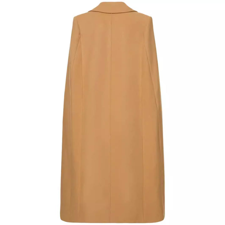 Damen Cape-inspirierter Maxilanger Mantel aus Wollmix mit schmalem Revers Drune