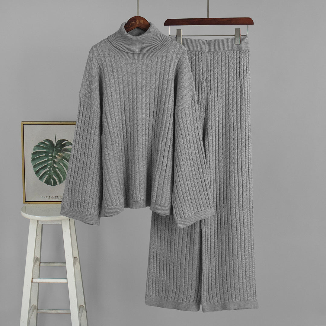 Damen Strickanzug mit hohem Kragen und weitem Schnitt Drune