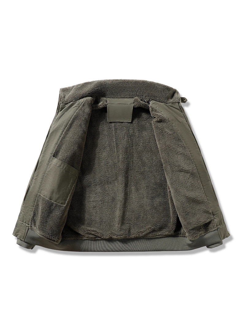 Herren bequeme Fleecejacke mit Kunstfellkragen Drune