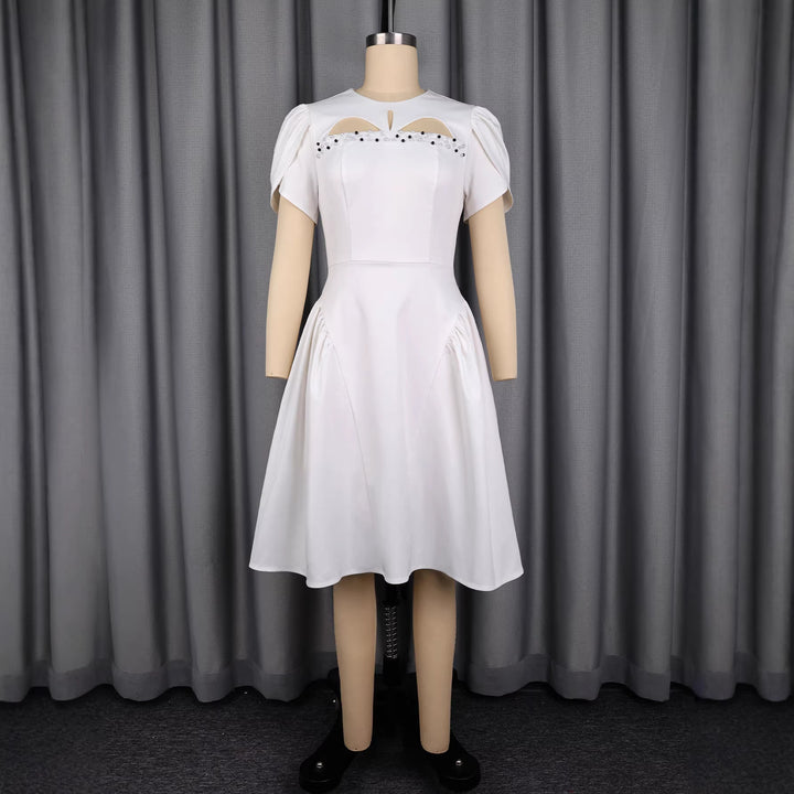 Damen Abendkleid mit voluminösen Puffärmeln und raffinierten Cut-Outs Drune