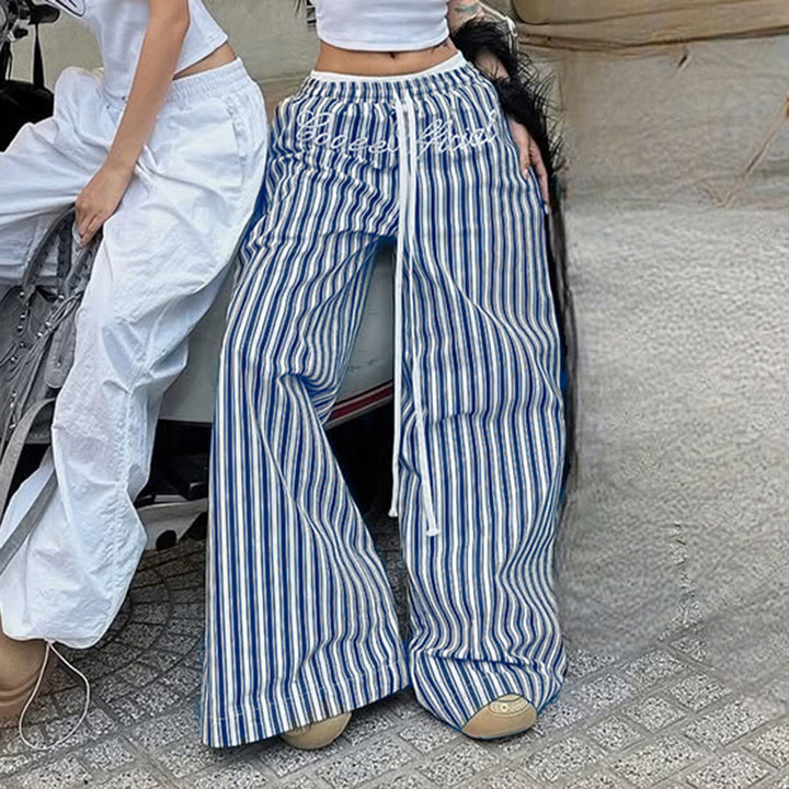 Damen lockere Schlafhose mit eleganten Streifen Drune