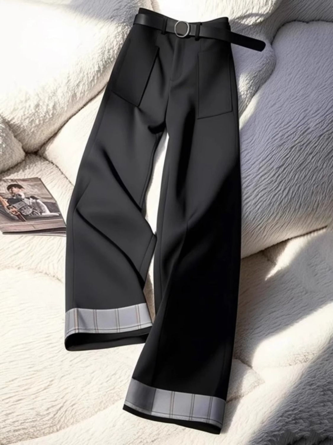 Damen Modische Palazzohose mit elegantem Röhrenbund Drune